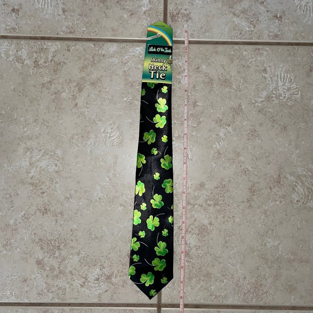 SHAMROCK IRISH ST PATRICKS GREEN LEPRECHAUN SKINNY TIE COSTUME DRESS